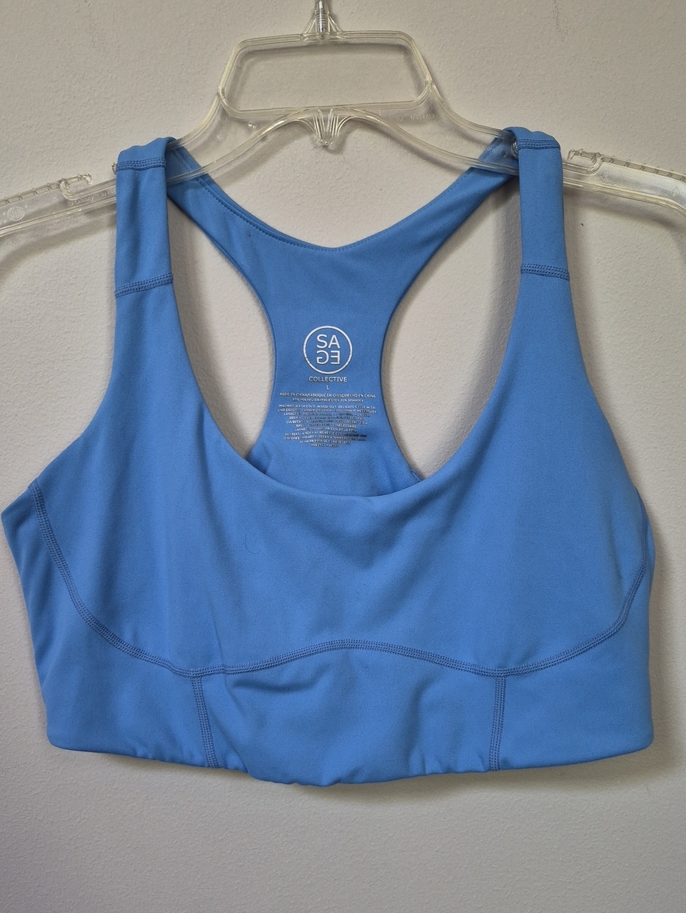 Sage Collective Columbia Blue Racerback Sports Bra Womens L Athletic Yoga Active